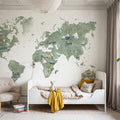 Scandi Map White Mural Wallpaper - room preview 05