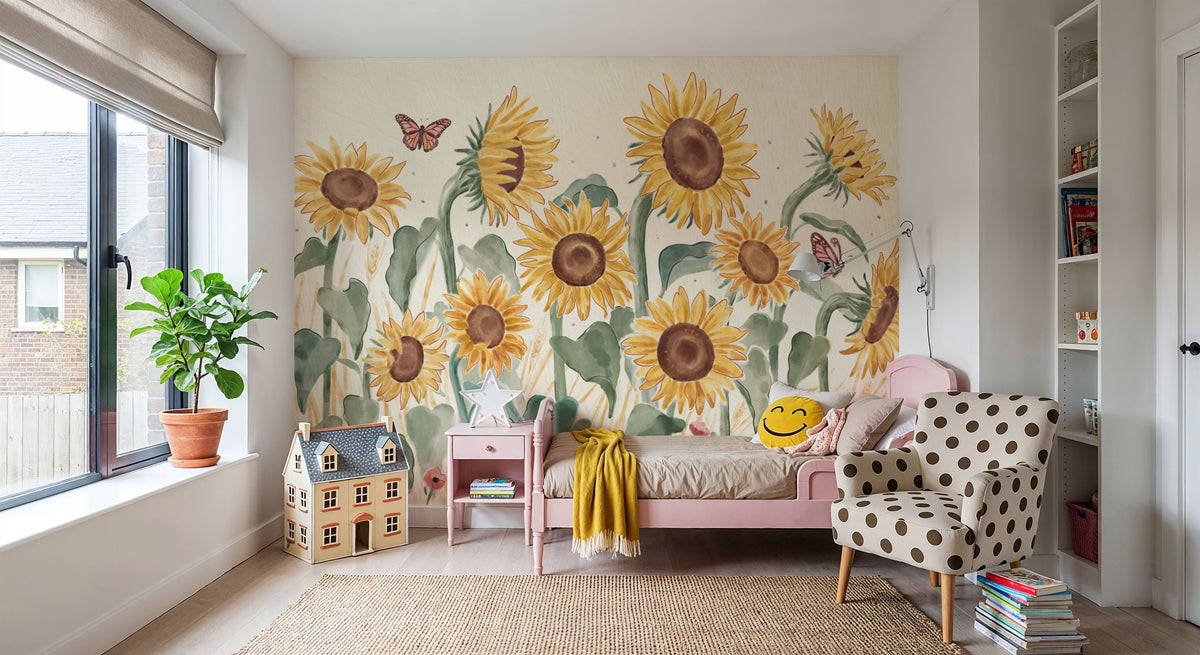 Sunflower Season Mural Wallpaper - room preview 05