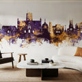 St Albans England Skyline Purple & Gold Mural Wallpaper - room preview 05