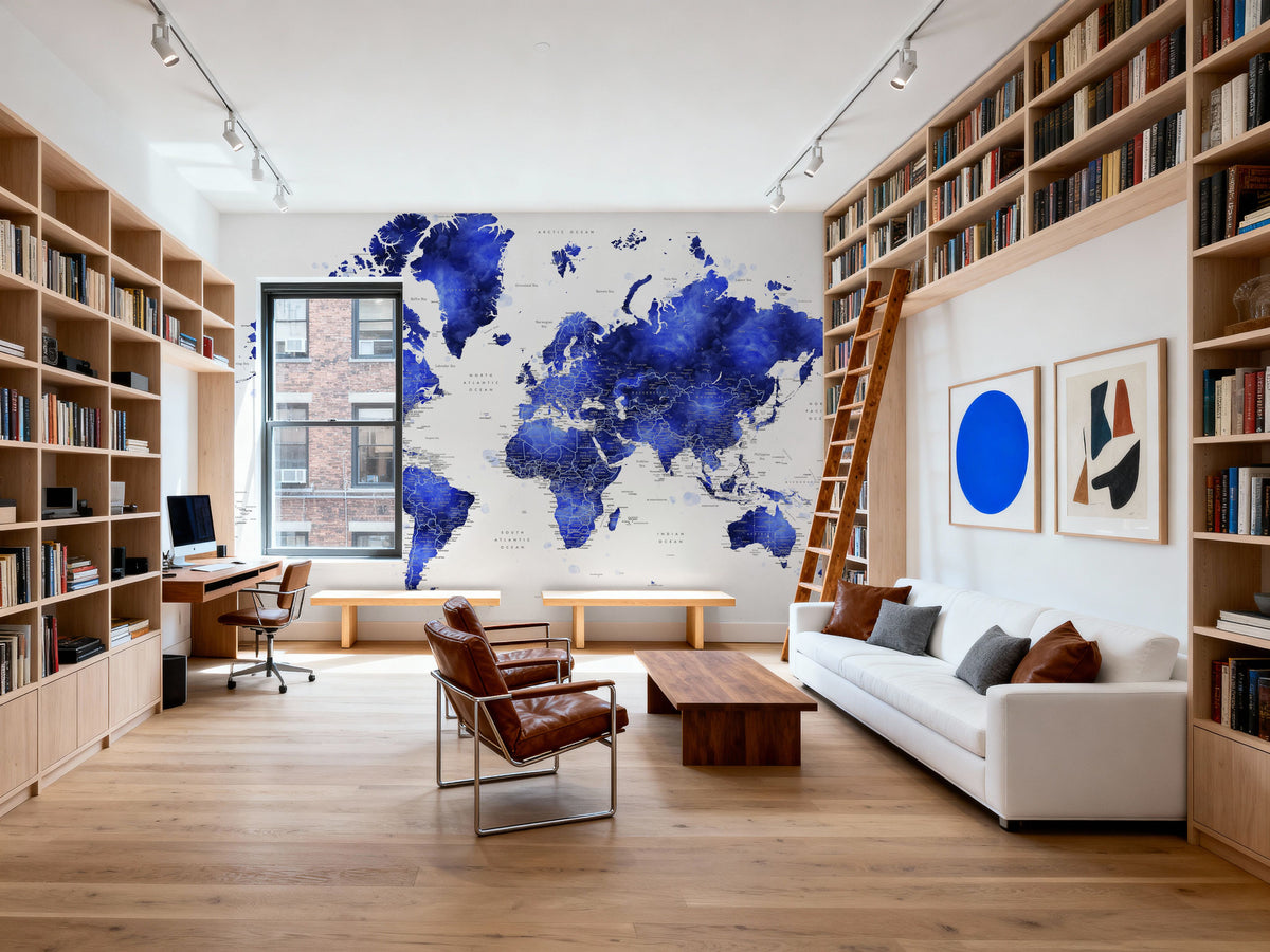 World Map Cities - Crisalida Mural Wallpaper - room preview 05