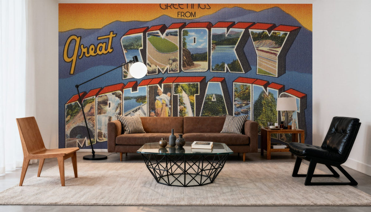 Greetings From Smokey Mountains Mural Wallpaper - room preview 05