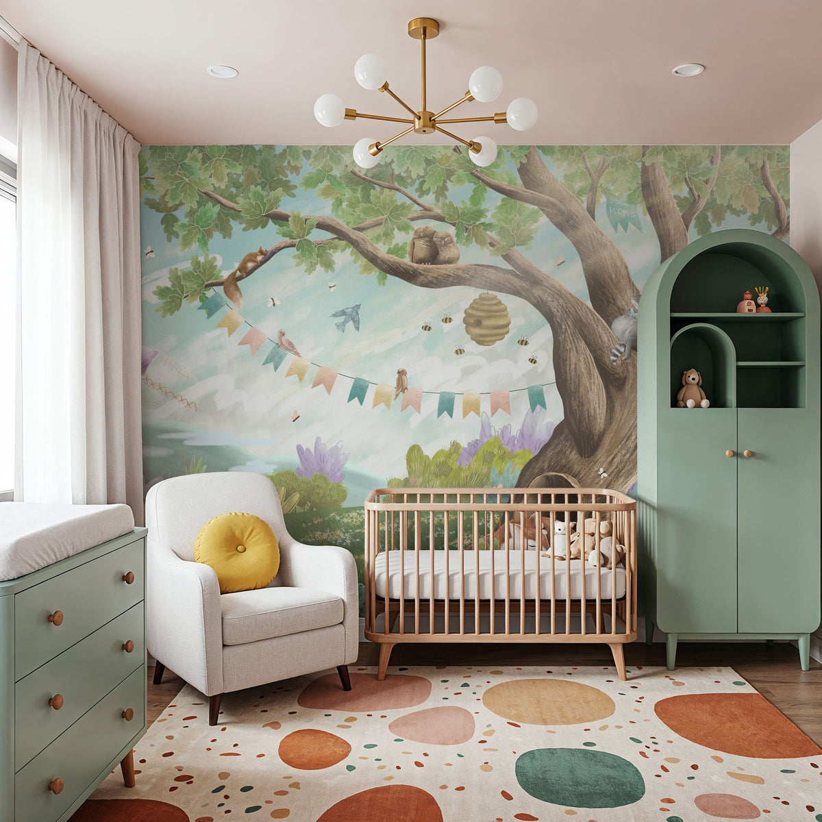 Oak Hill Slumber, Spring Green Mural Wallpaper - room preview 05