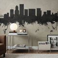 Portland Oregon Skyline Concrete Mural Wallpaper - room preview 05