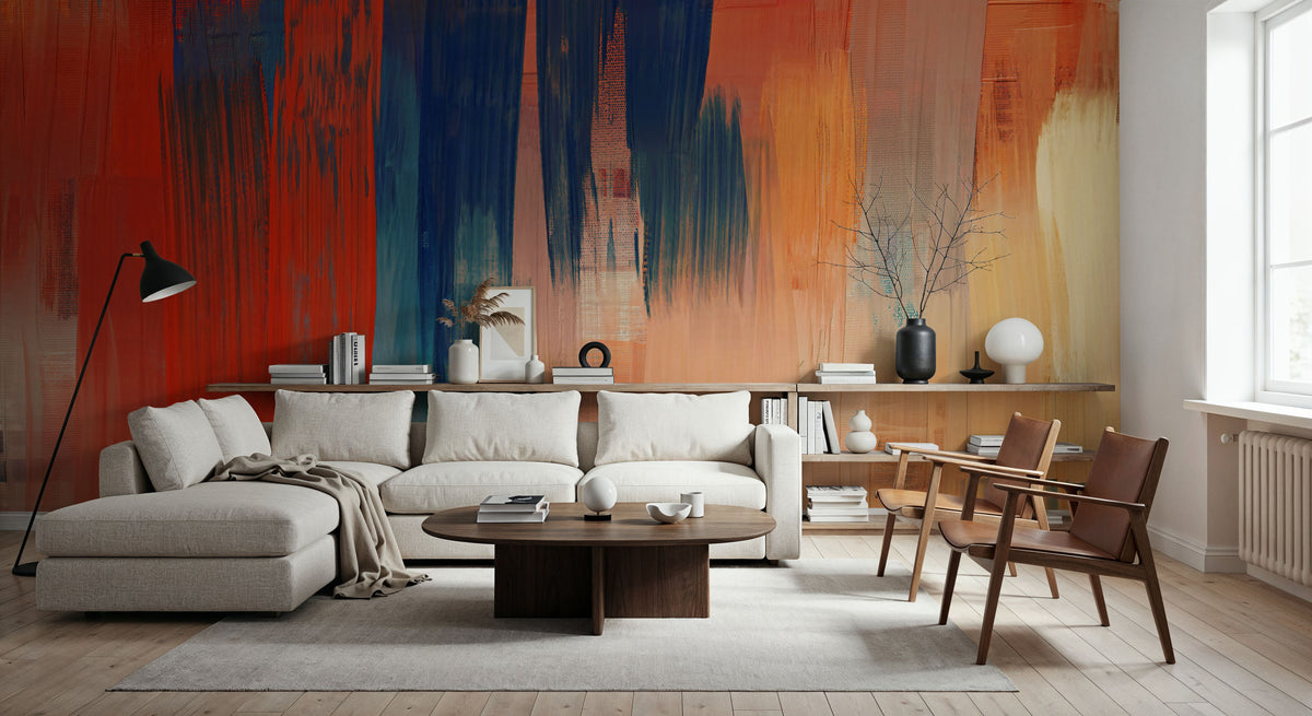 Abstract Study in Red Mural Wallpaper - room preview 05