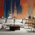 Abstract Study in Red Mural Wallpaper - room preview 05
