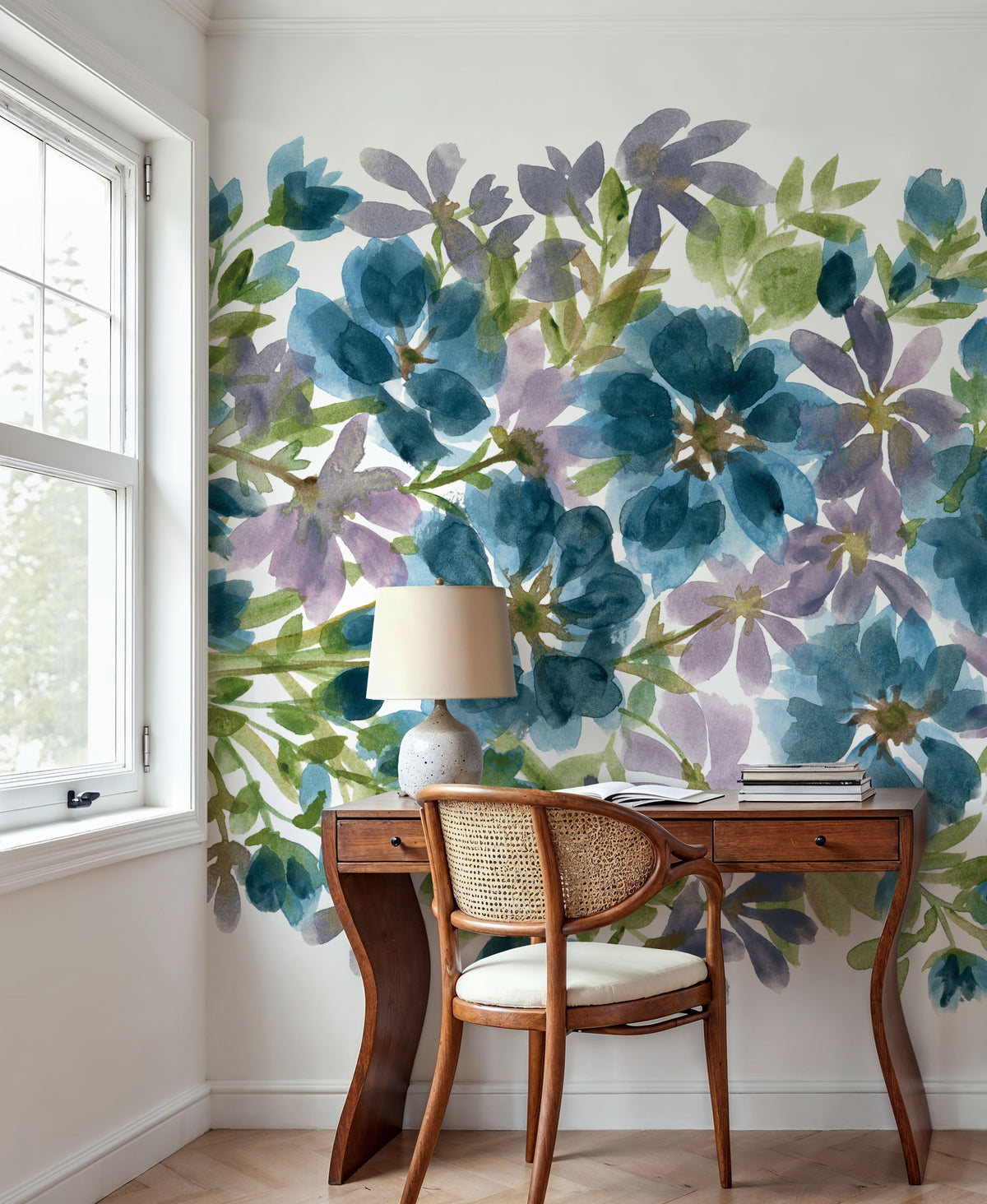 Blue Blooms Mural Wallpaper - Edition 3 - room preview 05