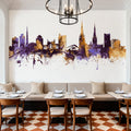 Coventry England Skyline Purple & Gold Mural Wallpaper - room preview 05