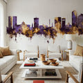 Lexington Kentucky Skyline Purple & Gold Mural Wallpaper - room preview 05