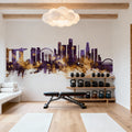 Singapore Skyline Purple & Gold Mural Wallpaper - room preview 05