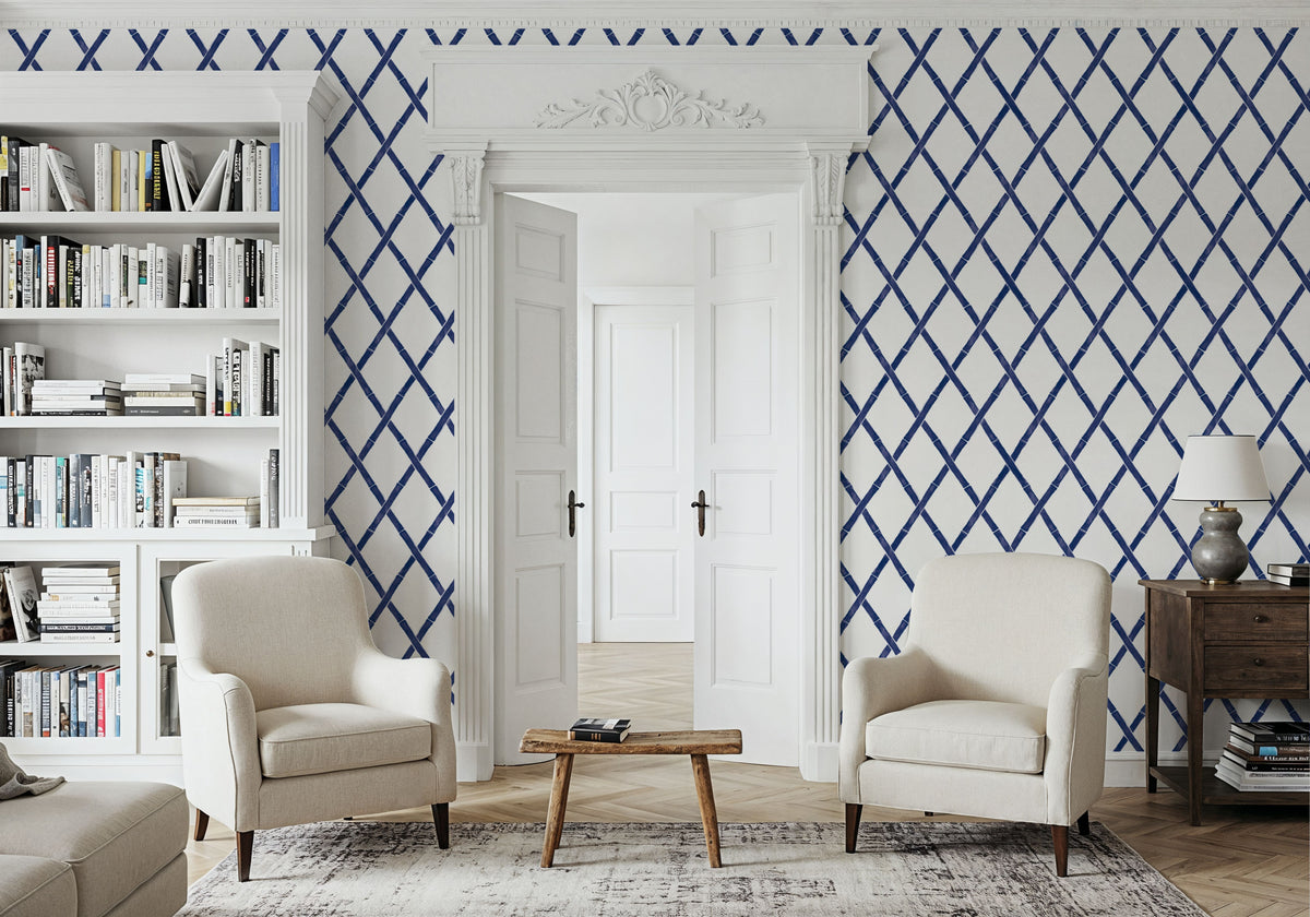 Sino Shapes White Mural Wallpaper - room preview 05