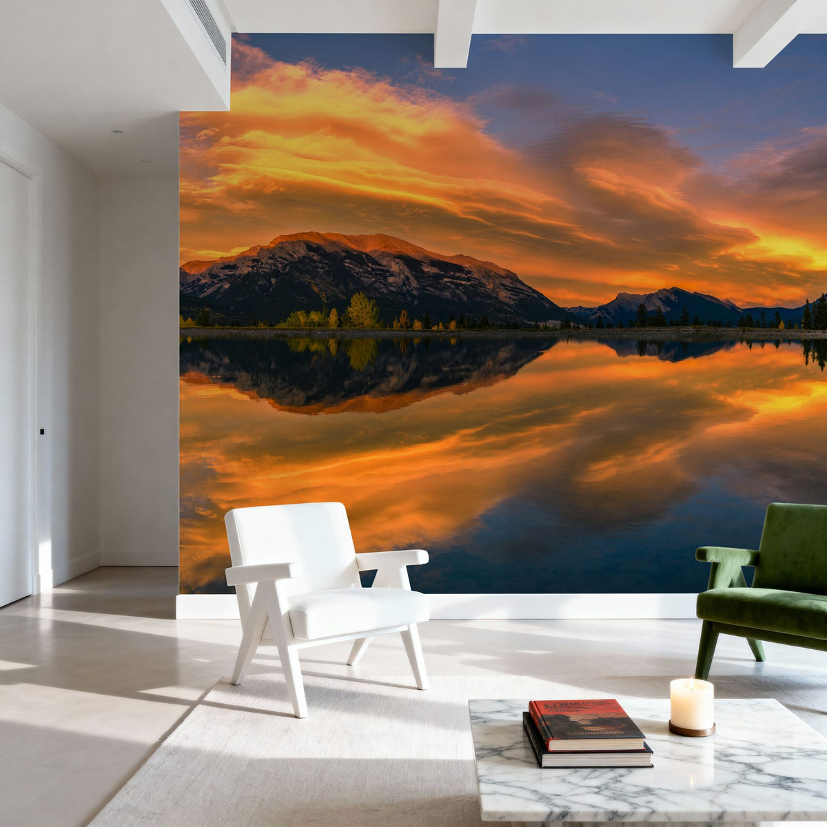 Grotto Mountain Mural Wallpaper - Red Tone - room preview 05