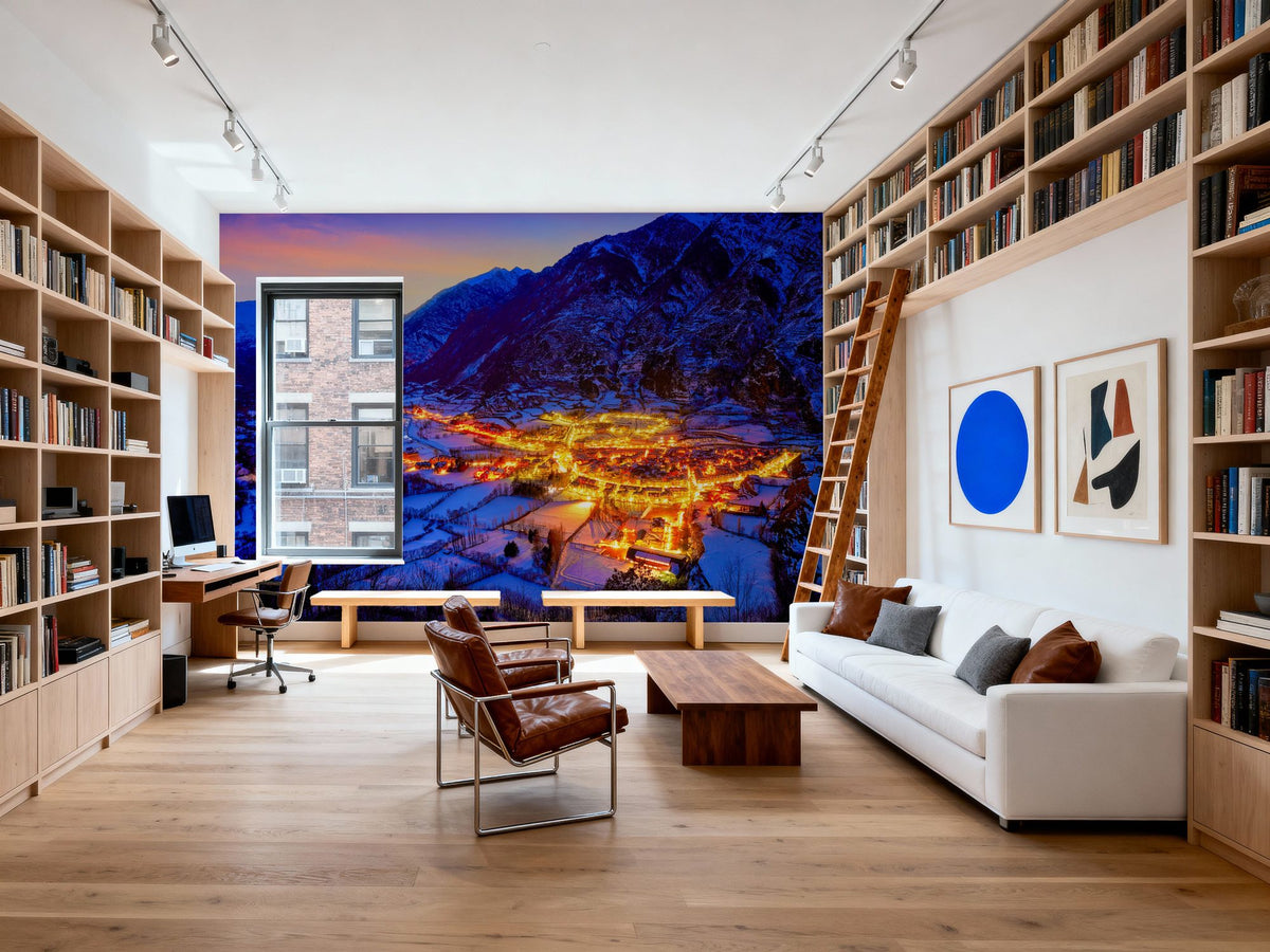 Winter Village Glow Mural Wallpaper - room preview 05