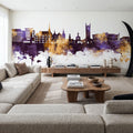 Vevey Switzerland Skyline Purple & Gold Mural Wallpaper - room preview 05