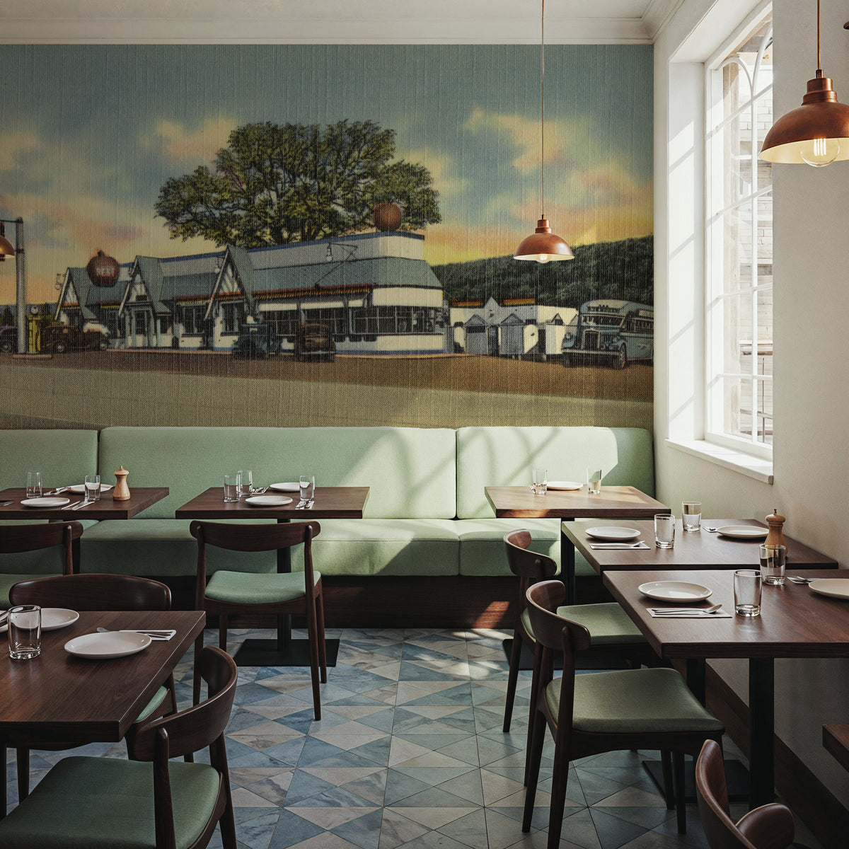 Greetings From Red Apple Rest Mural Wallpaper - room preview 05