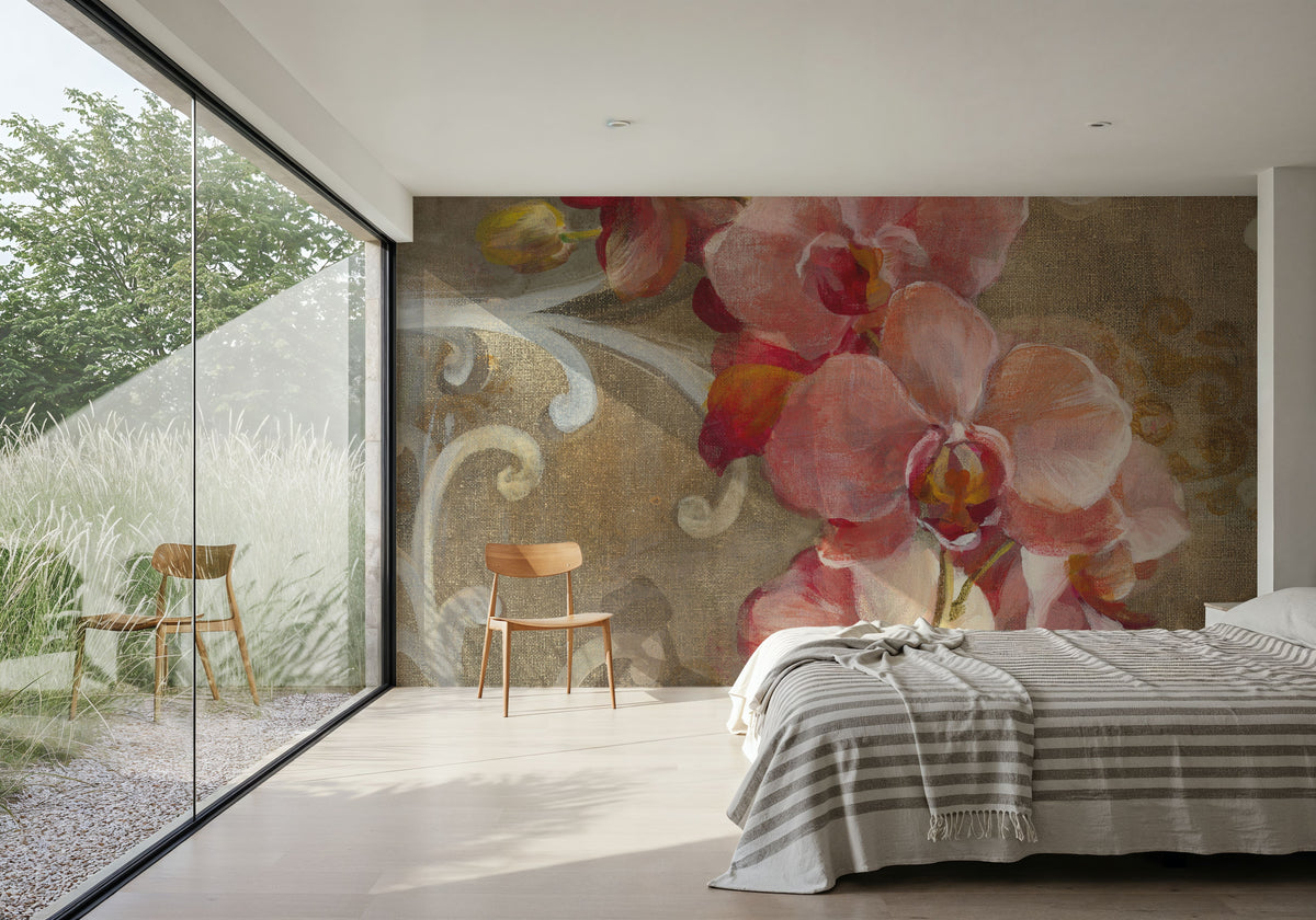 Pink Orchid Mural Wallpaper - room preview 05