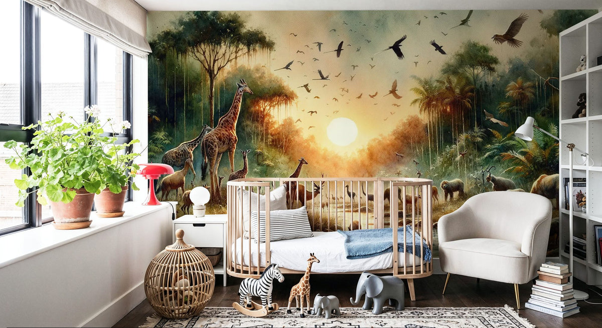 Harmony and Diversity in the Jungle's Heart Mural Wallpaper - room preview 05