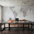 World Map Atlas Pink Mural Wallpaper - room preview 05