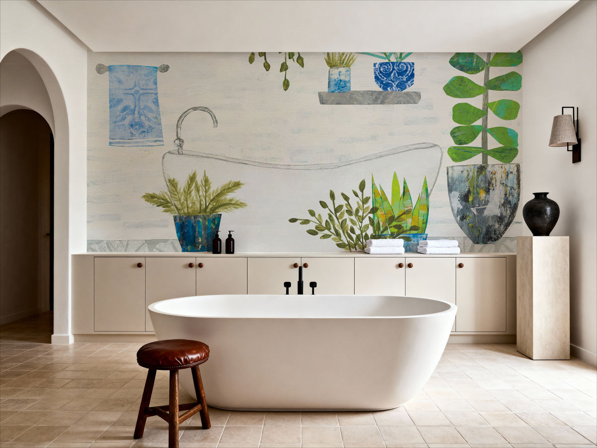Botanical Bathroom II Mural Wallpaper - room preview 05