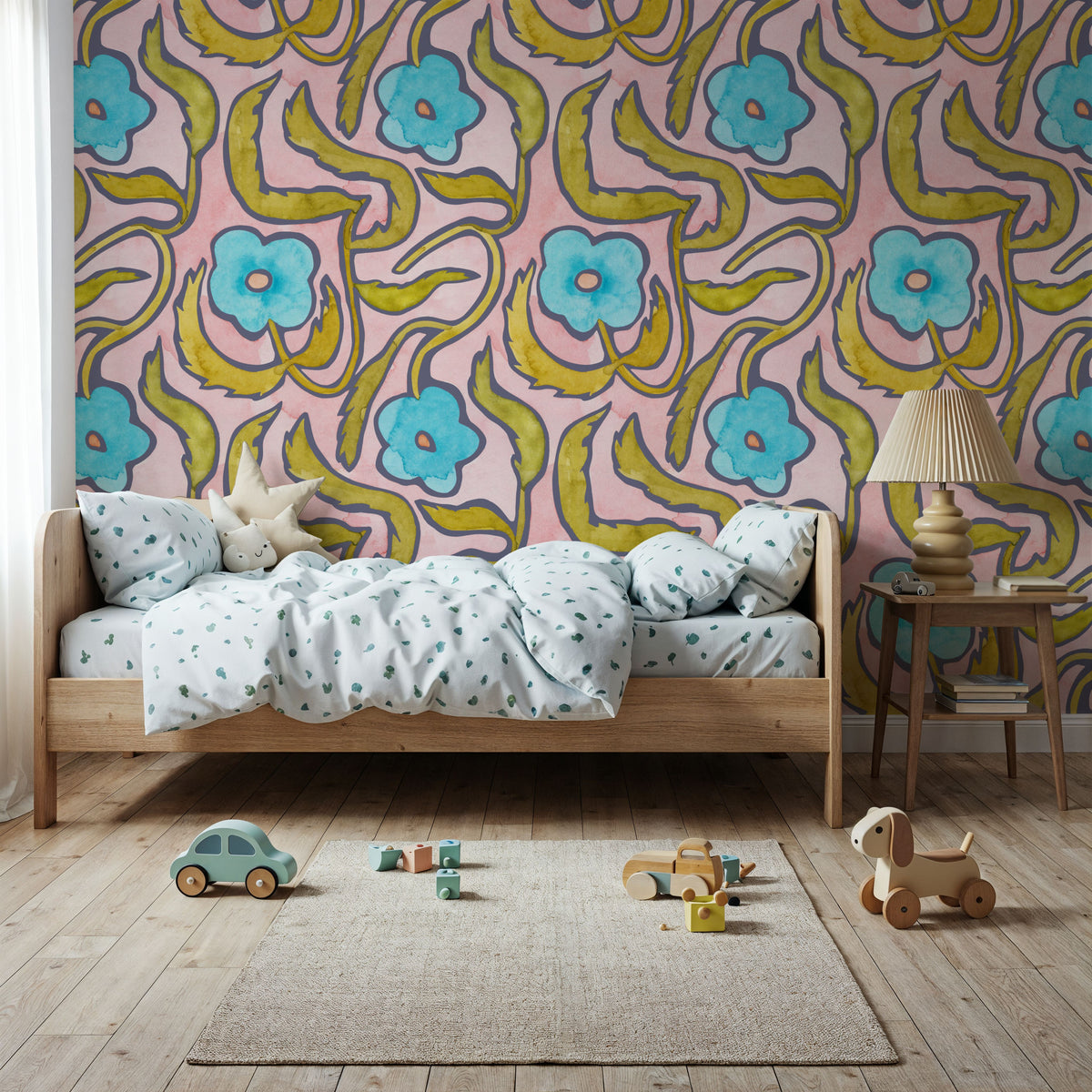 My Flower Pink Mural Wallpaper - room preview 05
