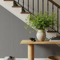 Tailor's Pin Stripe, Pewter Mural Wallpaper - room preview 05