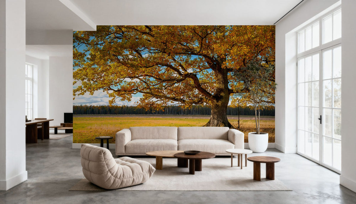 Golden Fall Tree Afternoon Mural Wallpaper - room preview 05