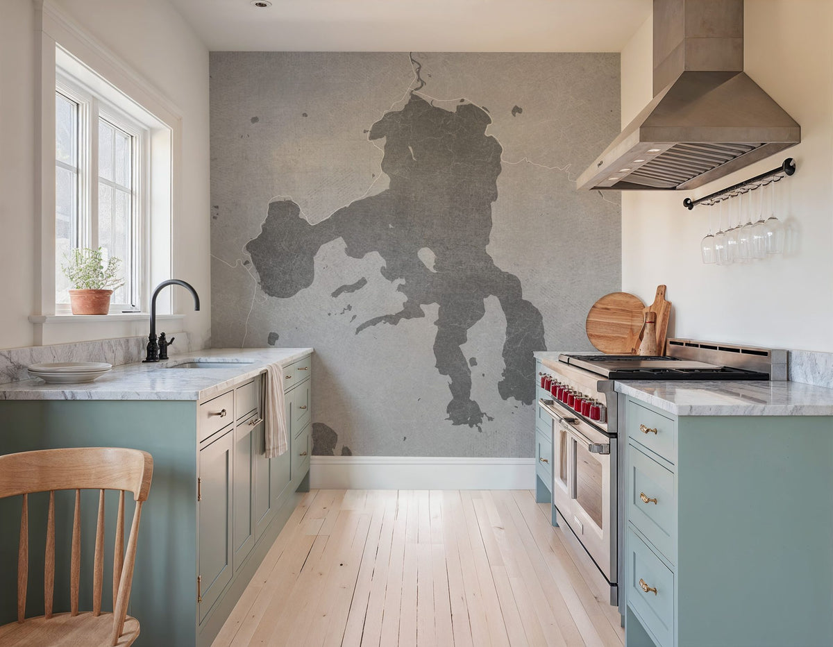 Yellowstone Lake Grey Mural Wallpaper - room preview 05
