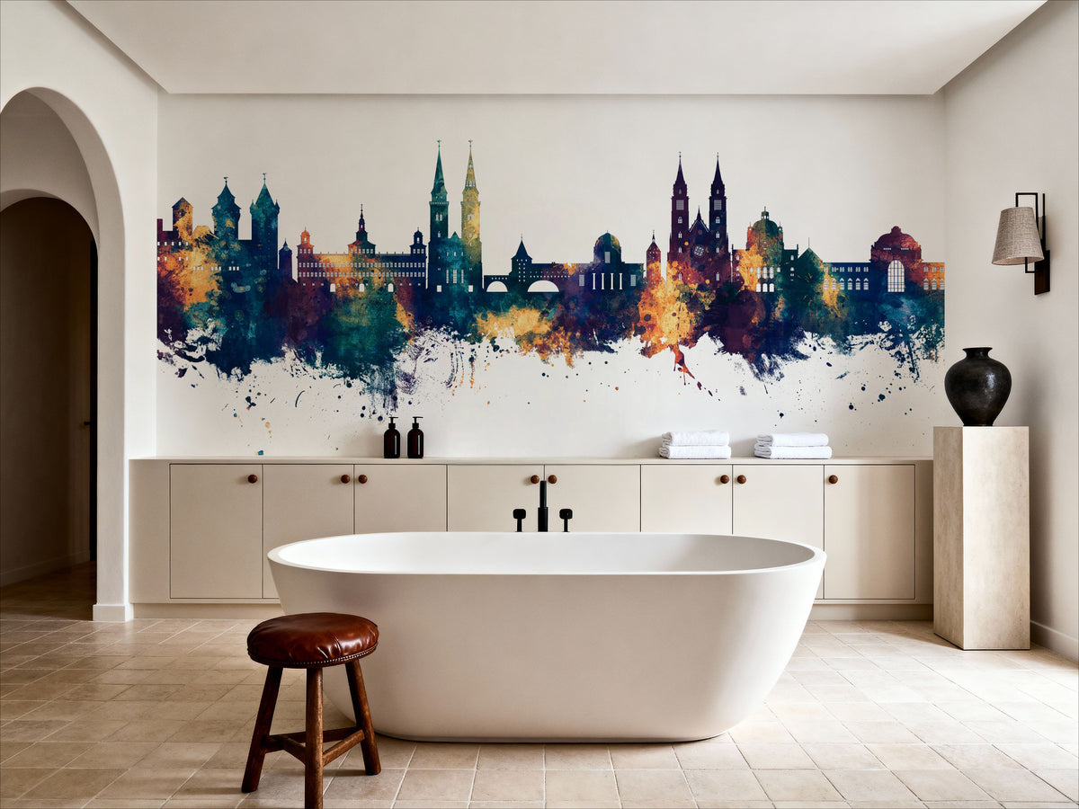 Nürnberg Germany Skyline Blue & Bronze Mural Wallpaper - room preview 05
