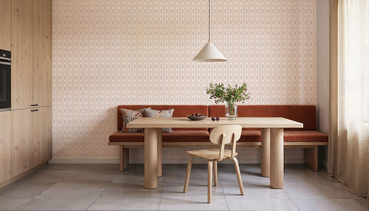 Zelij Rectangles and Leaves Mural Wallpaper - room preview 05