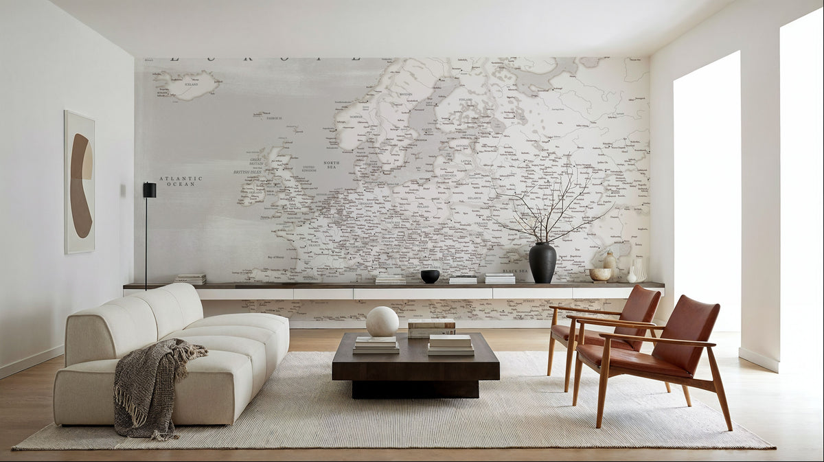 Europe Map Detailed - Lysander Mural Wallpaper - room preview 05