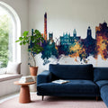 Northampton England Skyline Blue & Bronze Mural Wallpaper - room preview 05