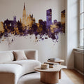 Limerick Ireland Skyline Purple & Gold Mural Wallpaper - room preview 05