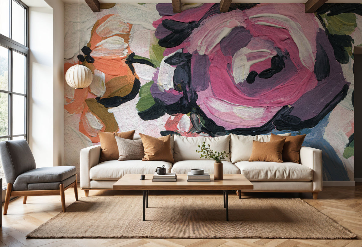 Painterly Florals in Vase II Mural Wallpaper - room preview 05