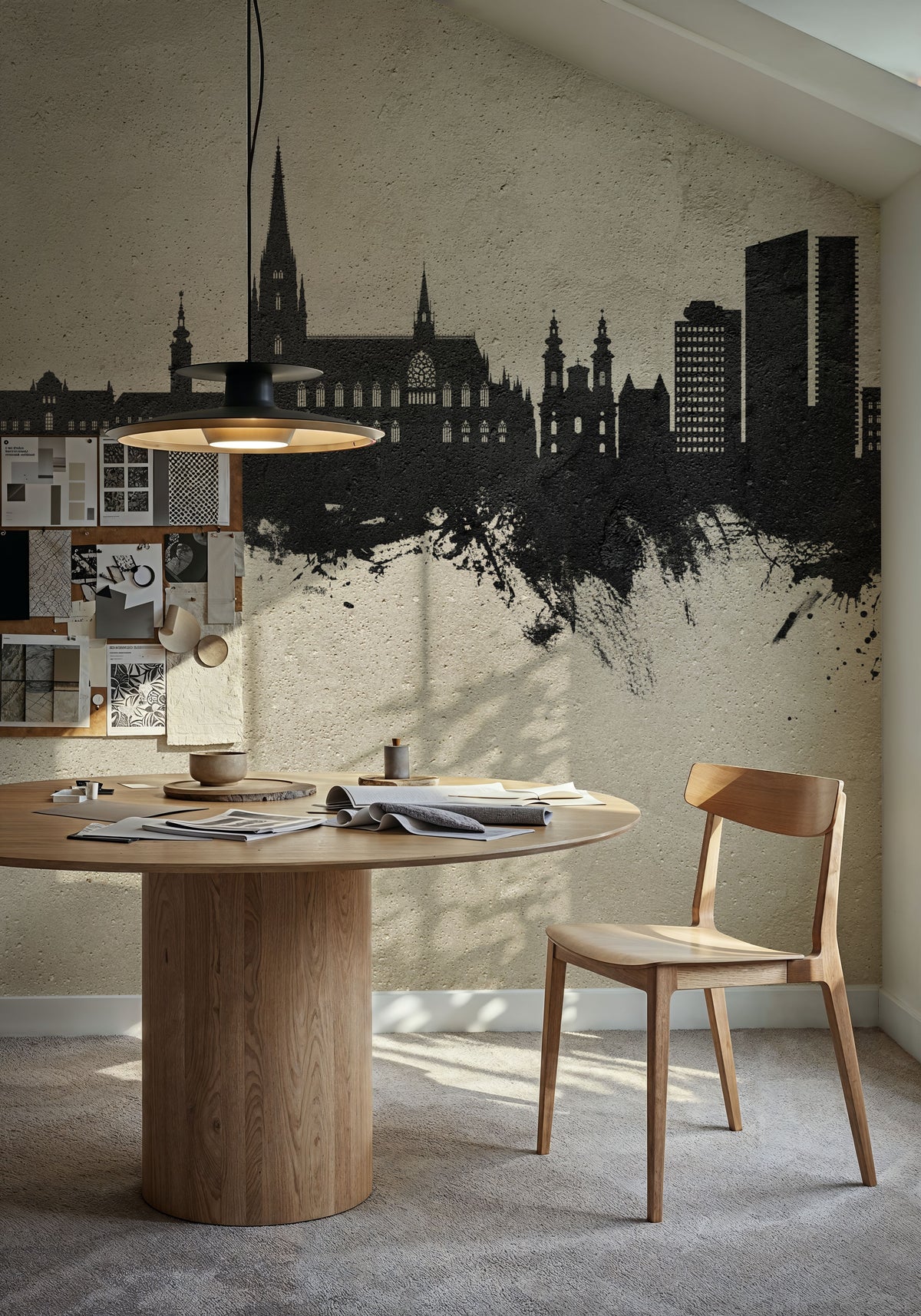 Linz Austria Skyline Concrete Mural Wallpaper - room preview 05