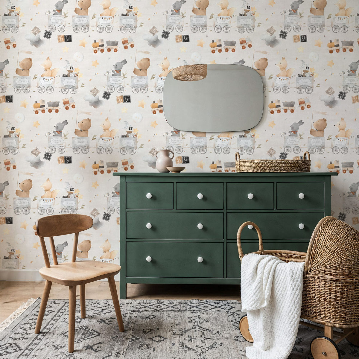 Sky Train, Light Beige Mural Wallpaper - room preview 05