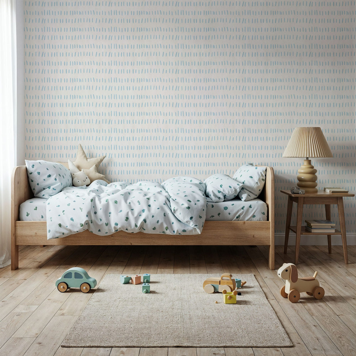 Coastal Leaning Light Blue Mural Wallpaper - room preview 05