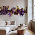 Virginia Beach Skyline Purple & Gold Mural Wallpaper - room preview 05