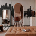 Philadelphia Skyline Black & White Mural Wallpaper - room preview 05
