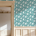 Country Flowery Turqouise Mural Wallpaper - room preview 05
