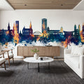 Wuppertal Germany Skyline Blue & Bronze Mural Wallpaper - room preview 05