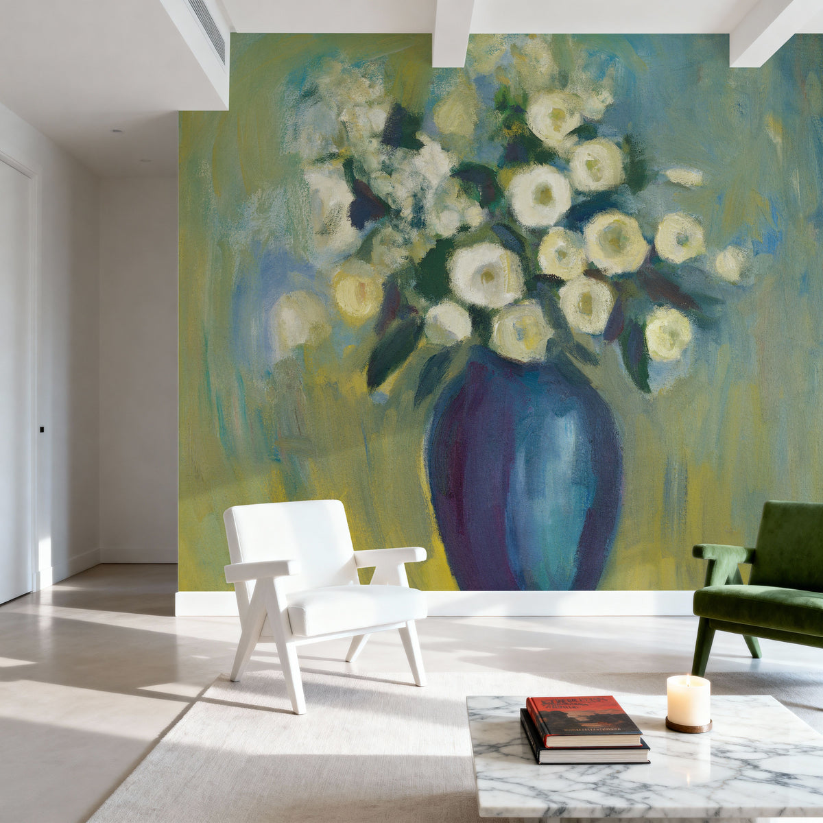 Spring Flowers Mural Wallpaper - Green Tone - room preview 05