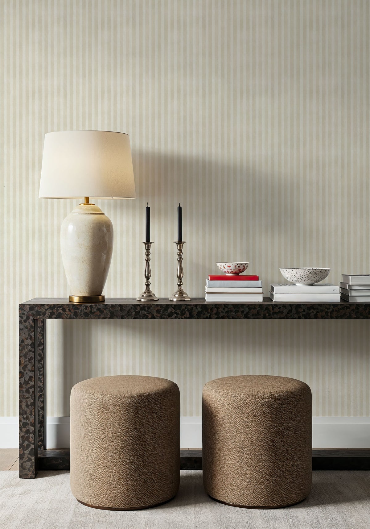 Seeing Stripes Beige Beige Mural Wallpaper - room preview 05