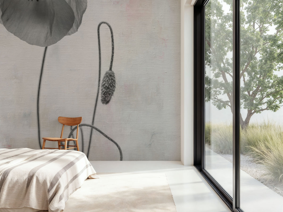 Wonderful Wildflowers I Neutral Mural Wallpaper - room preview 05