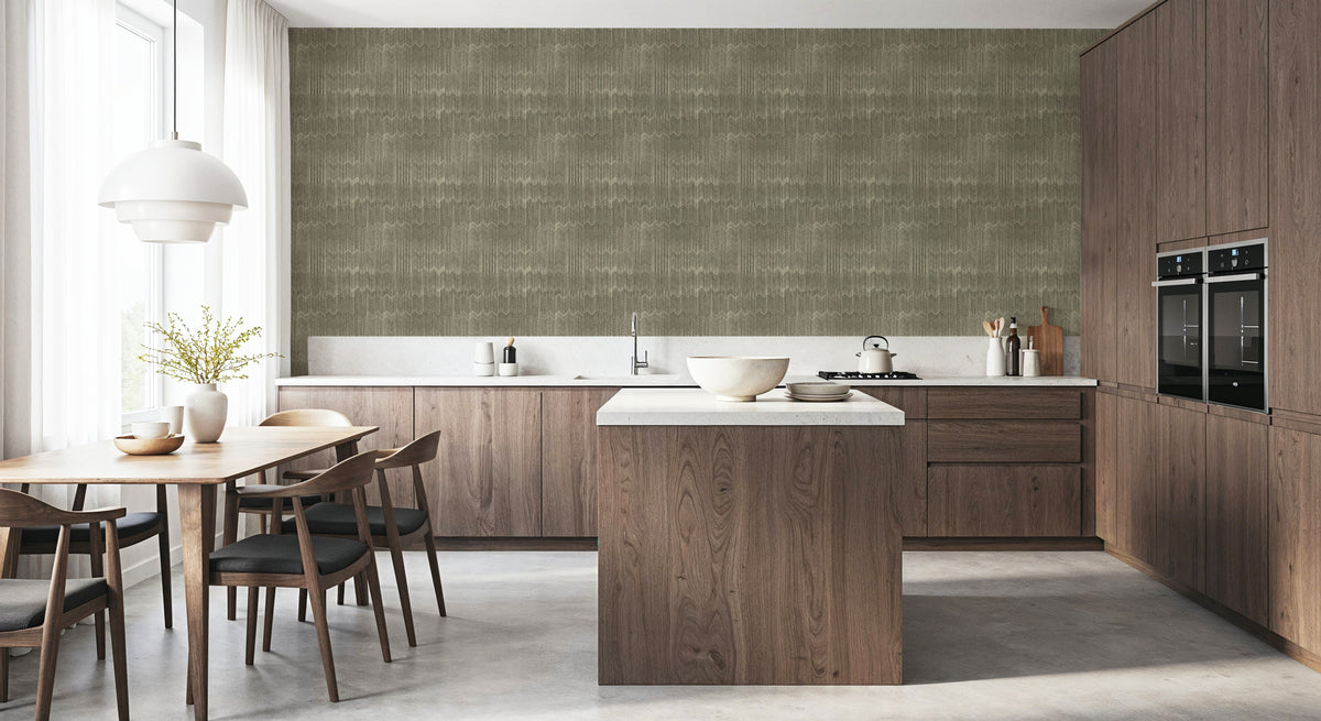 Staggered Zig-Zag, Olive Mural Wallpaper - room preview 05