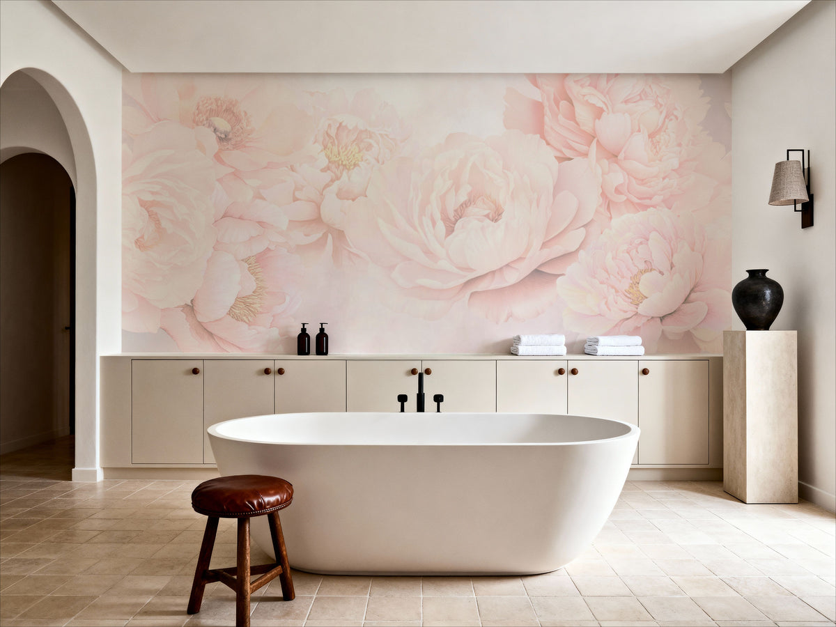 Transcendent Peony, Blush Pink Mural Wallpaper - room preview 05