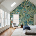 Teal Botanicals Mural Wallpaper - room preview 05