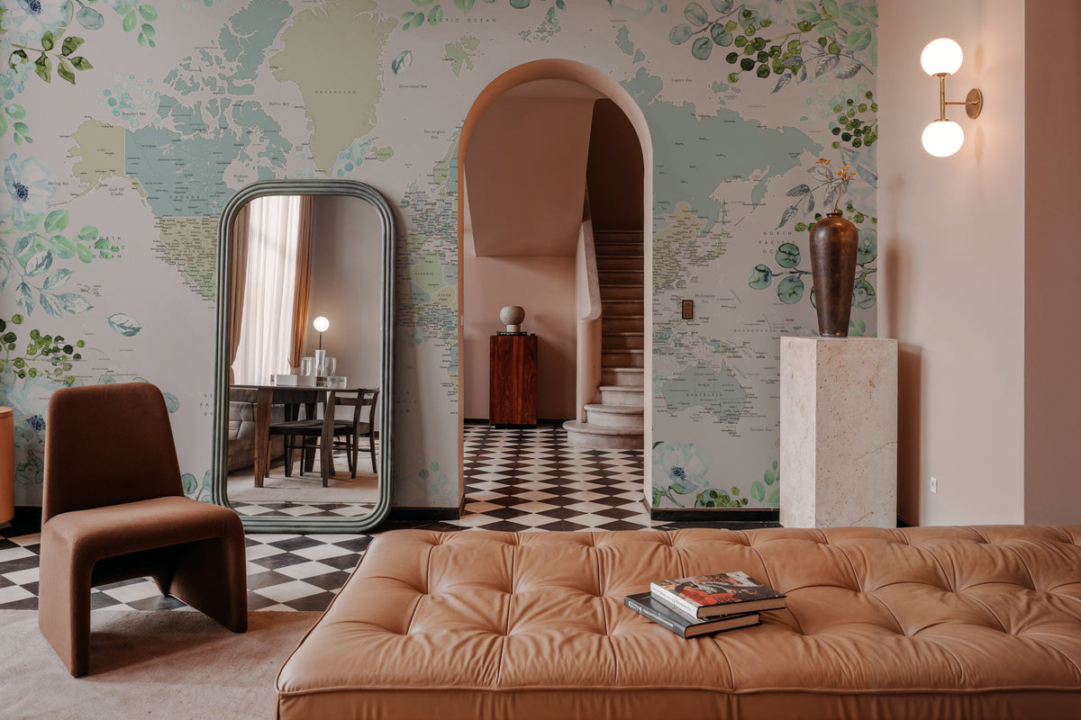 World Map Cities - Marie Mural Wallpaper - room preview 05