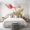 Garden Poppy on White Mural Wallpaper - room preview 05