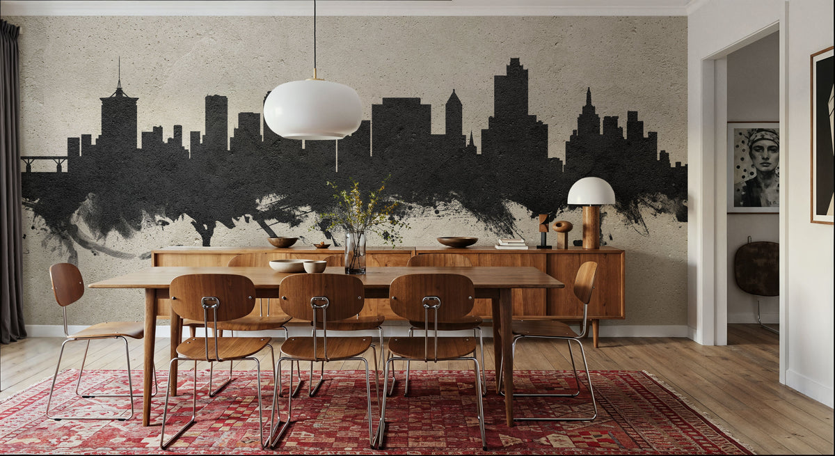 Tulsa Oklahoma Skyline Concrete Mural Wallpaper - room preview 05