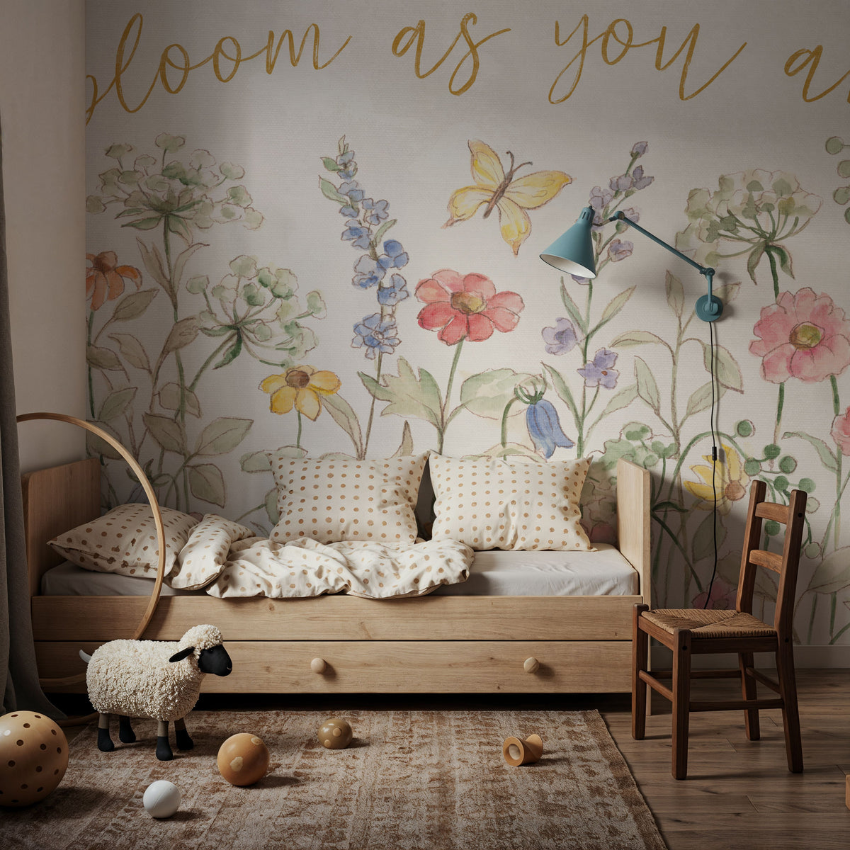 Wild Blooms I Mural Wallpaper - Light Tone - room preview 05
