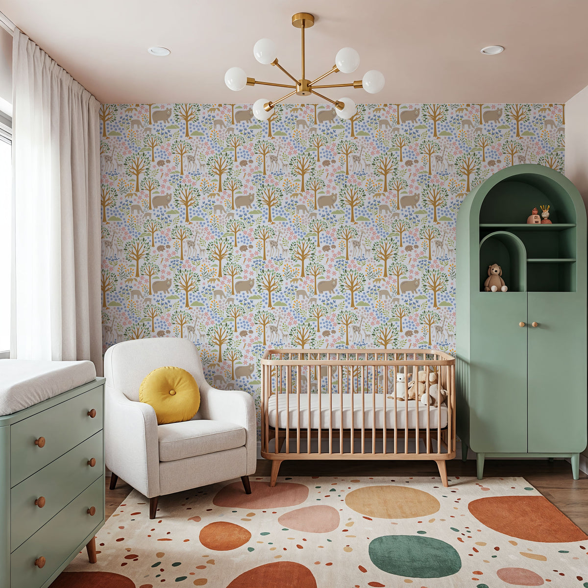 Forest Surprise, Light Blue Mural Wallpaper - room preview 05